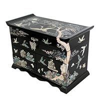 Amazon.co.jp: 螺鈿細工 木製 ジュエリーボックス ミラー付き 時計